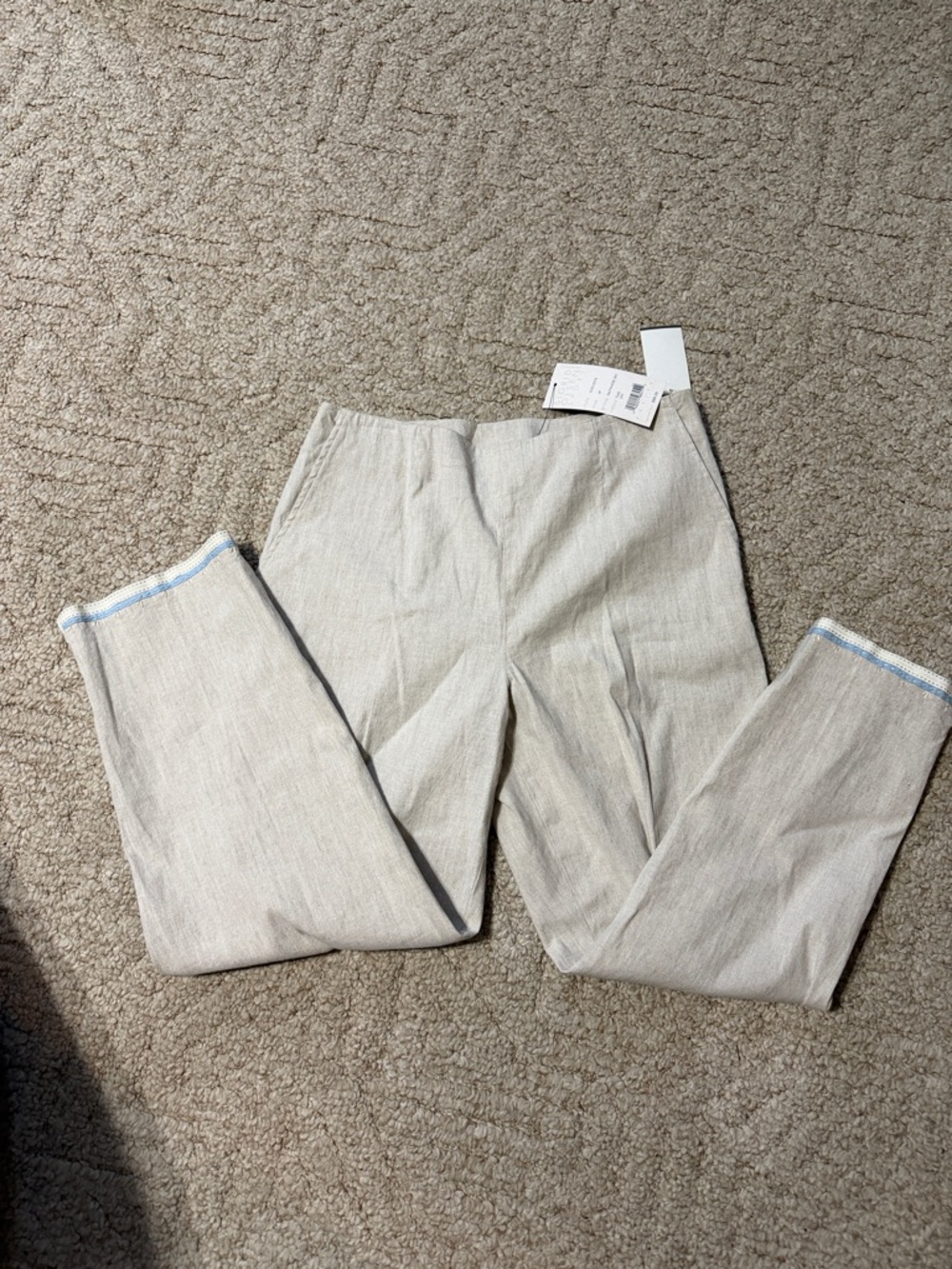Sigrid Olsen Light Beige Chinos with Blue Cuff Detail